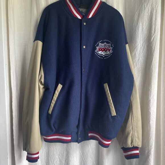 Vintage 2000 Nike Super Bowl 34 Varsity Jacket Leather Wool Size L
